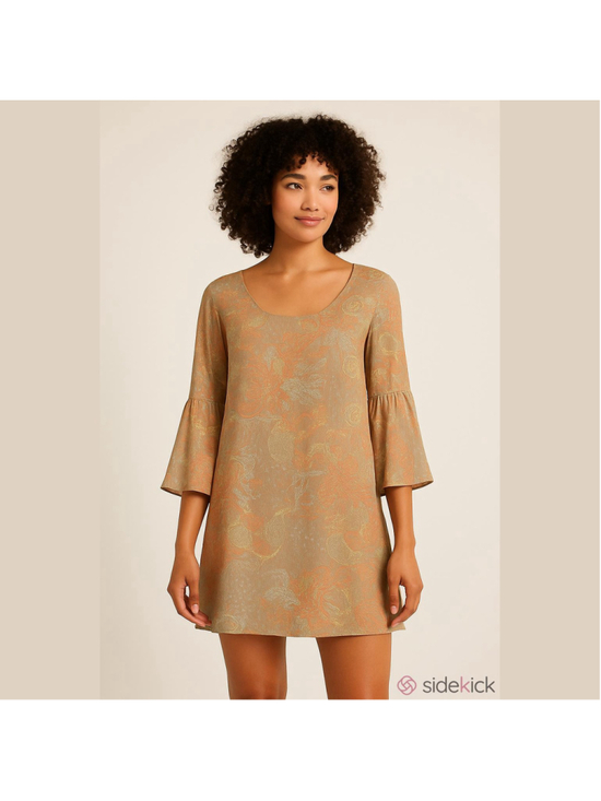 Lakefield & Co Dresses & Skirts - NWT Lakefield & Co Coral Floral Bell Sleeve V-Back Mini Boho Dress Large